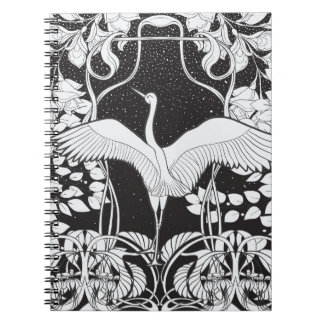 Caderno Espiral Art Nouveau: Ilustração de Aves Florais