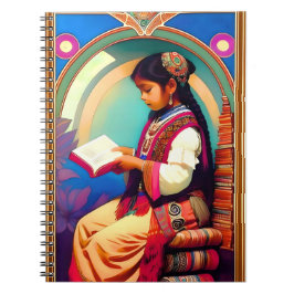 Caderno Espiral Art Nouveau Moça Mexicana Lendo