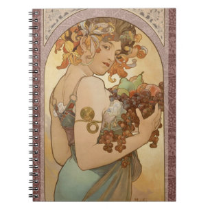 Caderno Espiral Art Nouveau Mulher Mucha Linda