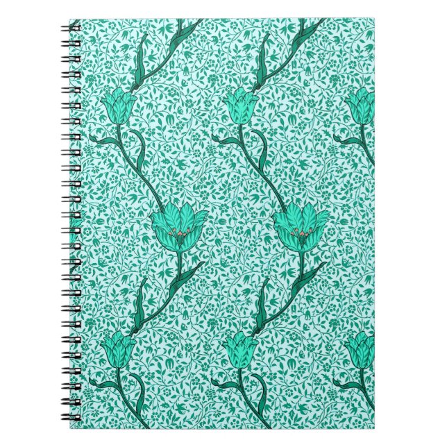 Caderno Espiral Art Nouveau Tulip Damask, Turquoise (Frente)