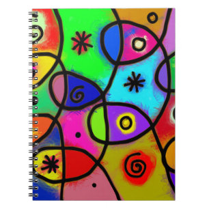 Caderno Espiral Arte abstracta colorida e do divertimento no