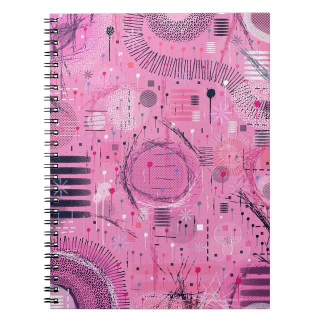 Caderno Espiral Arte abstrata de Sundae de Morango (Frente)