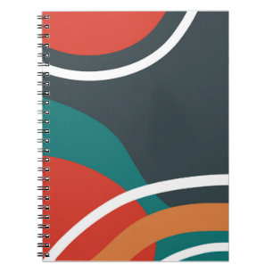 Caderno Espiral Arte abstrata em linha com cores retrô