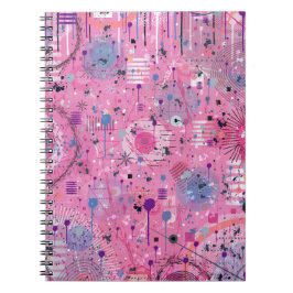Caderno Espiral Arte abstrata maximalista rosa