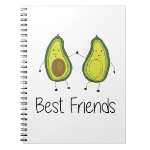 Caderno Espiral Arte Amiga da Imagem de Cartoon Verde Avocado