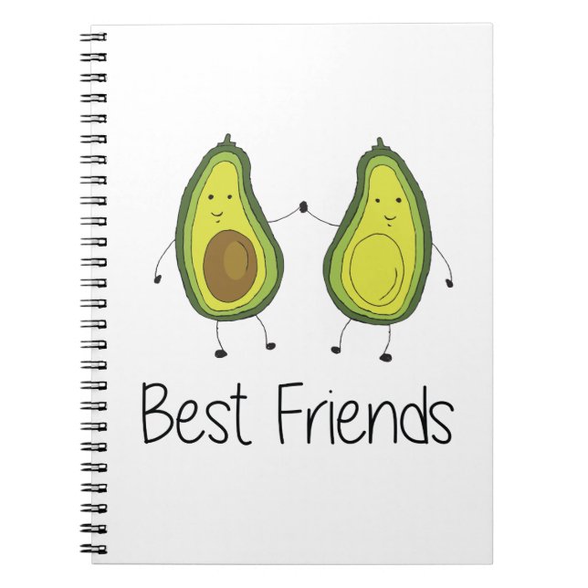 Caderno Espiral Arte Amiga da Imagem de Cartoon Verde Avocado (Frente)