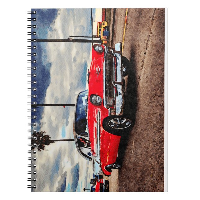 Caderno Espiral Arte aquosa do Chevrolet Bel Air de 1956 (Frente)
