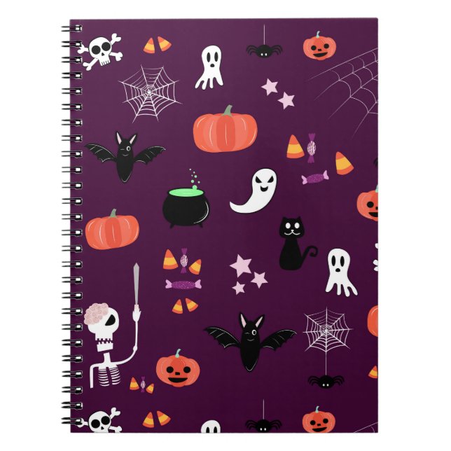 Caderno Espiral Arte Assustadoramente Fofa de Halloween (Frente)