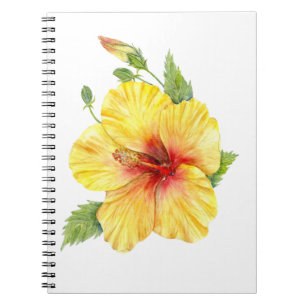 Caderno Espiral Arte Botânica Yellow Hibiscus