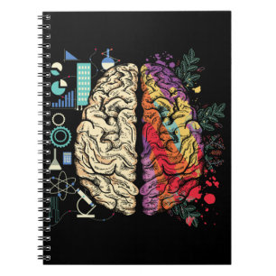 Caderno Espiral Arte Colorida da Arquitetura da Ciência do Céreb
