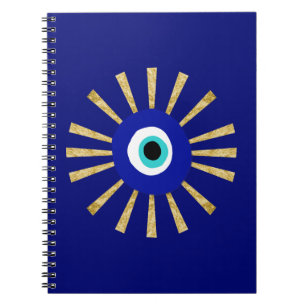 Caderno Espiral Arte Contemporânea Sunburst Dourada de Olho