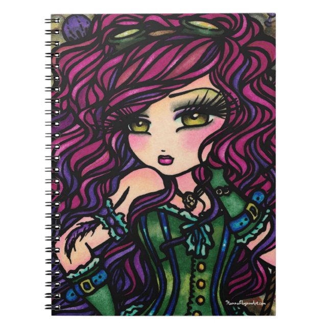 Caderno Espiral Arte da fantasia da menina do balão de ar quente (Frente)