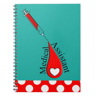 Caderno Espiral Arte da gota do sangue do assistente médico