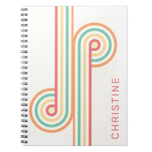 Caderno Espiral Arte da Linha Arco-Íris Retroativa
