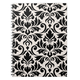Caderno Espiral Arte Damasco I Preto em Creme