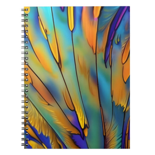 Caderno Espiral Arte de Abstrato IA com pena de vidro contida (Frente)