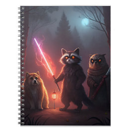 Caderno Espiral Arte de Animais de Batalha da Floresta Mística