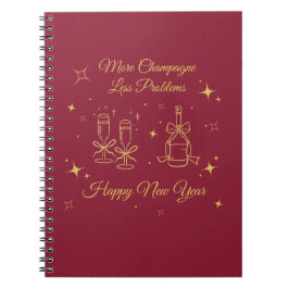 Caderno Espiral Arte de Ano Novo em Linha Dourada