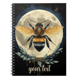 Caderno Espiral Arte de Aquarela Abelha Bumblebee ao Luar | Abelha
