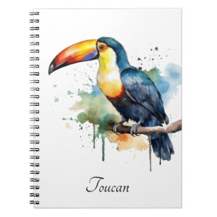 Caderno Espiral Arte de Aquarela de Tucano no Galho, personalizado