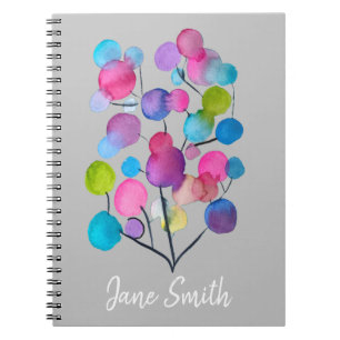 Caderno Espiral Arte de Árvore de Verão rosa Abstrato