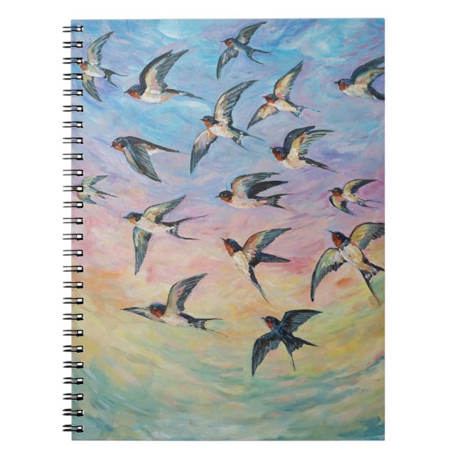 Caderno Espiral Arte de aves migratórias (Frente)