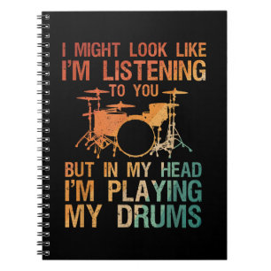 Caderno Espiral Arte De Baterista Engraçada Para Homens Jogadora D
