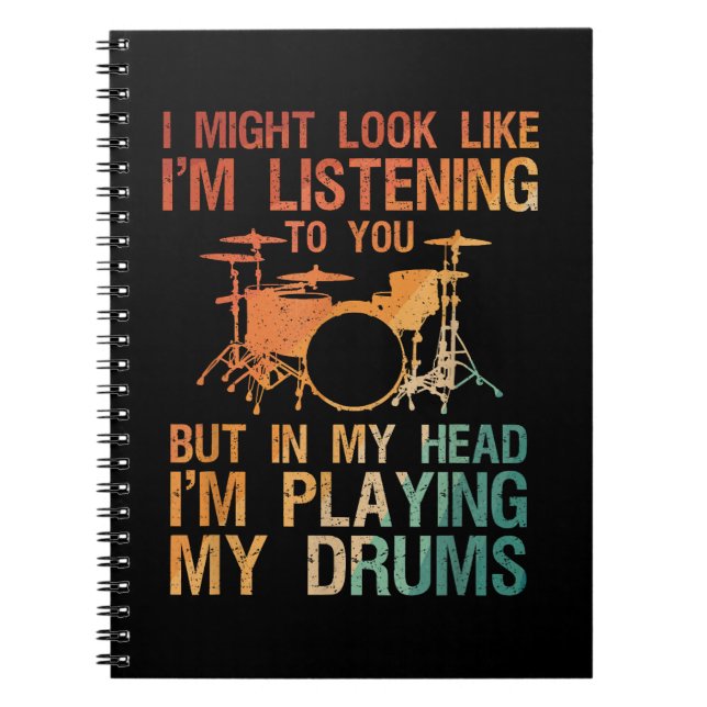 Caderno Espiral Arte De Baterista Engraçada Para Homens Jogadora D (Frente)