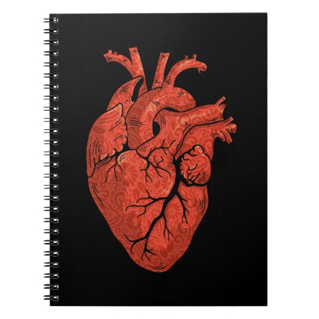 Caderno Espiral Arte de Cardiologia do Coração Anatômico (Frente)