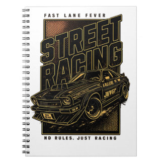 Caderno Espiral Arte de Carro Esportivo Retro Fast Lane Fever