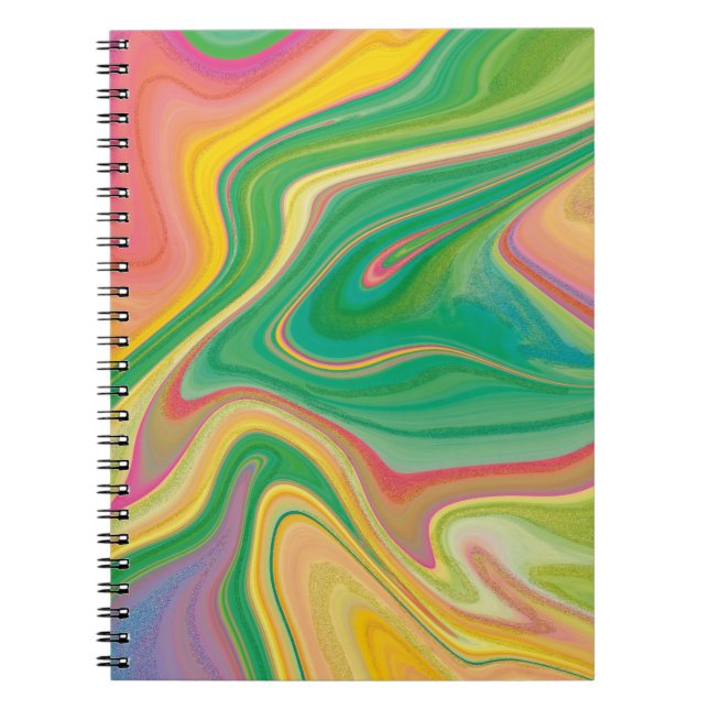 Caderno Espiral arte de cor vibratória (Frente)