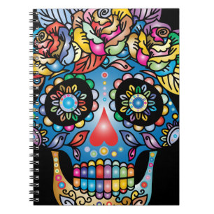 Caderno Espiral Arte de Crânio de Açúcar, Dia dos Mortos