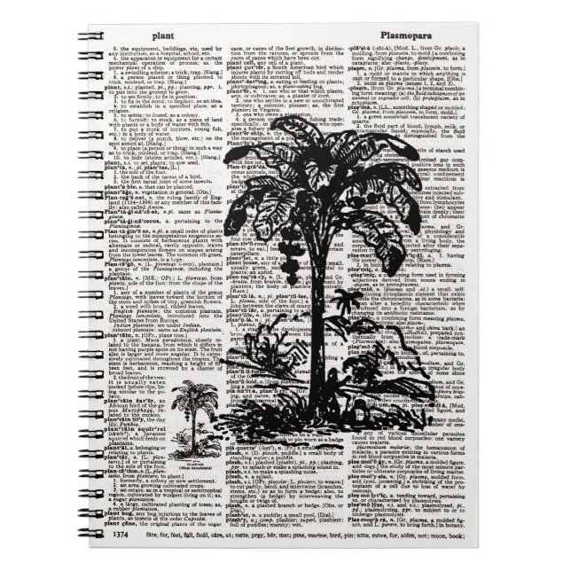 Caderno Espiral Arte de Dicionário de Árvore Palm (Frente)