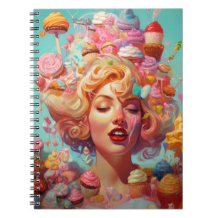 Caderno Espiral Arte De Fantasia Surreal Da Sorvete Candy