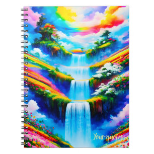 Caderno Espiral Arte de Fantasia Surrealista de Cachoeira