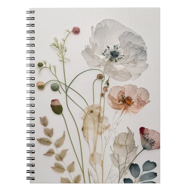 Caderno Espiral Arte de flores selvagens (Frente)