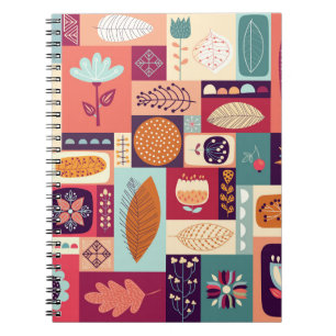Caderno Espiral Arte de fundo da Vintage decorativa automática