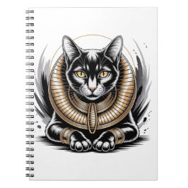 Caderno Espiral Arte de Gato Negro egípcio