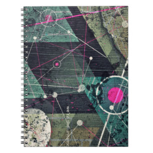 Caderno Espiral Arte de Grafite Digital Abstrata Geométrica Legal