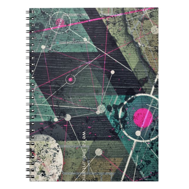 Caderno Espiral Arte de Grafite Digital Abstrata Geométrica Legal (Frente)