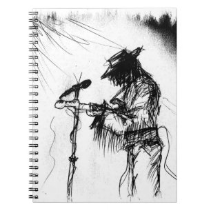 Caderno Espiral Arte de guitarra em desenho da banda ao vivo de mú