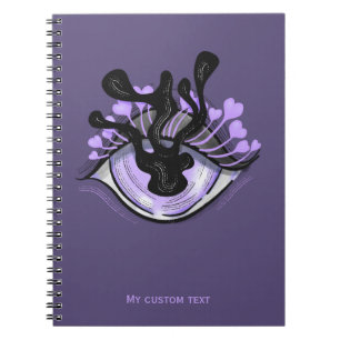 Caderno Espiral Arte de Halloween de Olho Roxo e Gótico Spooky
