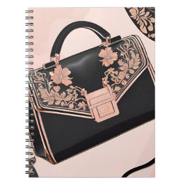 Caderno Espiral Arte de IA preta e rosa