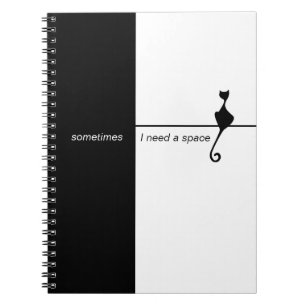 Caderno Espiral Arte de Ilustração de Gato Preto Elegante