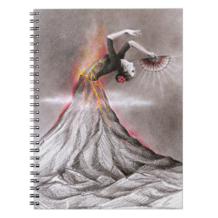 Caderno Espiral Arte de lápis surreal, mulher dançante