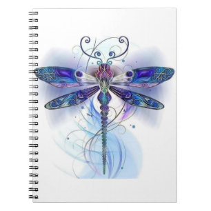 Caderno Espiral arte de libélula de aquarela