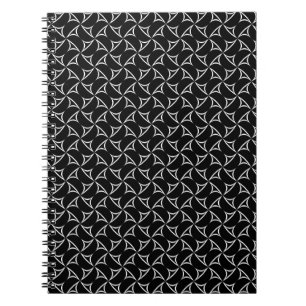 Caderno Espiral Arte de Linha de Ilusões de Abstrato Branco Espir