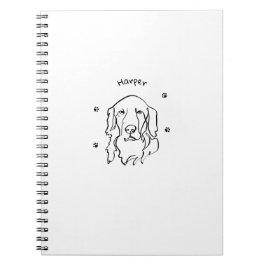 Caderno Espiral Arte de Linha de Retriever de Ouros Personalizável