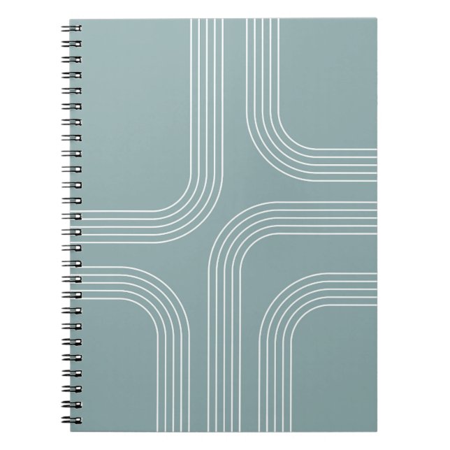 Caderno Espiral arte de linha do estilo do Meio século abstrato (Frente)