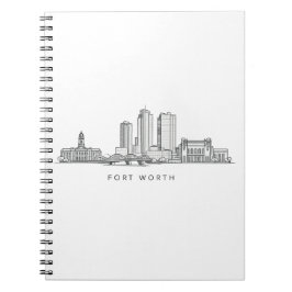Caderno Espiral Arte de Linha Minimalista da Silhueta de Fort Wort